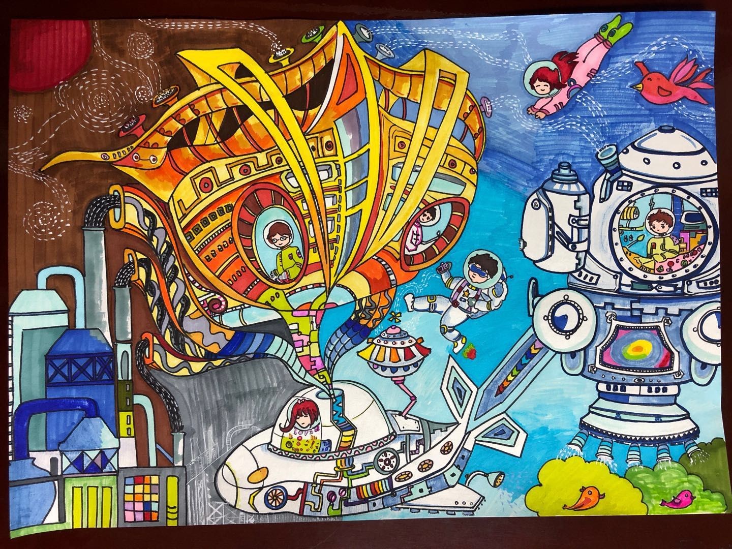 定做原创彩铅马克笔科幻画