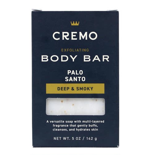 Cremo Exfoliating Body Bar for Men, Palo Santo Scent