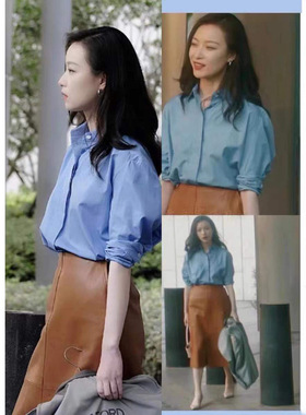 THERSTUDIO ROW蓝色衬衫女纯棉衬衣简约设计百搭气质上衣装