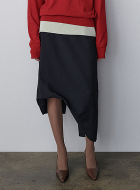 THERSTUDIO ROW羊毛马海毛不规则剪裁新款后开叉Saguaro半身裙