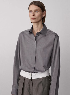 THERSTUDIO ROW衬衫休闲通勤宽松长袖上衣精纺羊毛拼接简约衬衣女