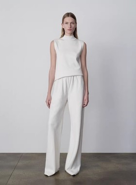 THERSTUDIO ROW 2024极简风阔腿裤双面醋酸松紧腰休闲裤直筒长裤