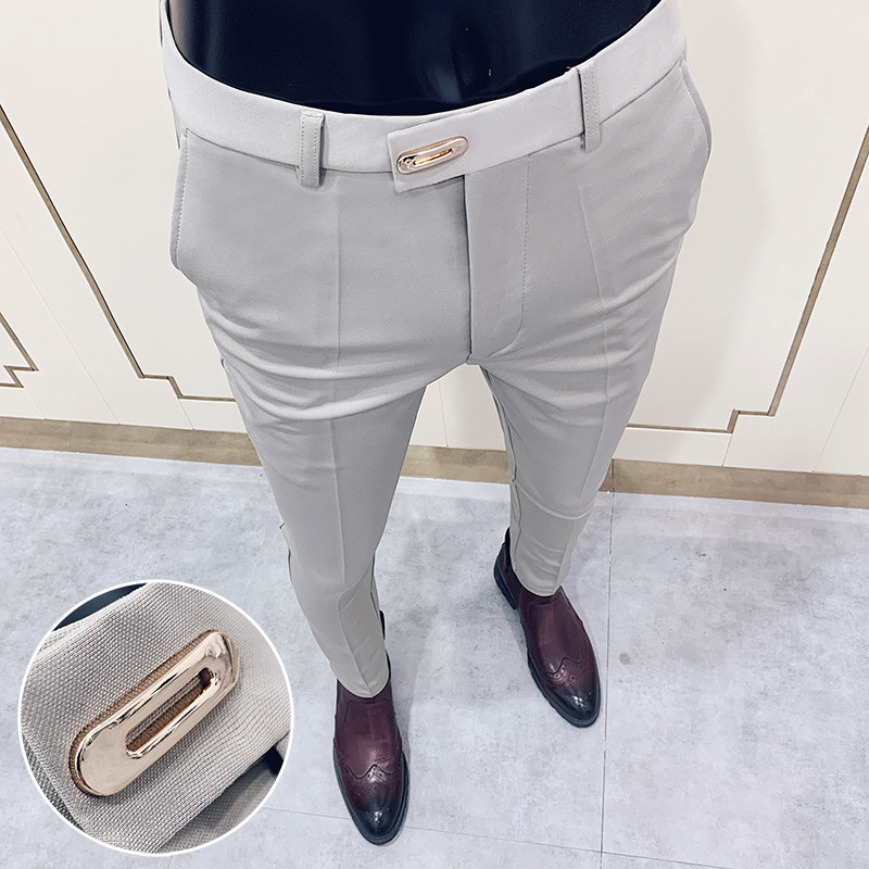 秋季男士西裤潮流韩版休闲裤修身小脚九分裤男装长裤子免烫西装裤