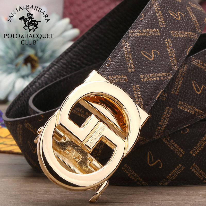 圣大保罗皮带女士自动扣双g字母宽版时尚休闲潮流女式牛仔裤腰带