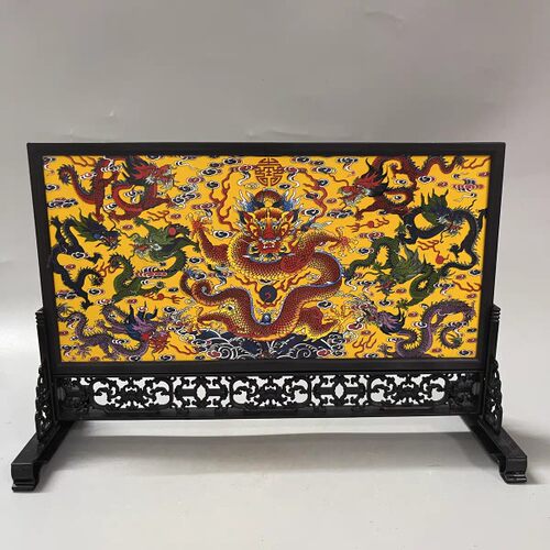 仿古瓷器宫廷风格瓷板画屏风家装客厅办公室摆件工艺品古玩收藏品