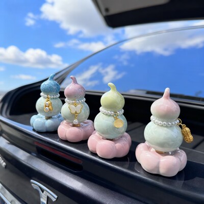 景德镇陶瓷转转小摆件葫芦车载会旋转可爱动物解压桌面装饰创意
