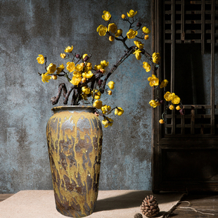 柴烧花瓶花器手工古朴质朴花器柴窑景德镇陶瓷花瓶花插摆件