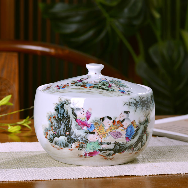 家用陶瓷米缸米桶带盖储物米酒腌菜蛋肉油缸3斤密封防潮虫调味罐