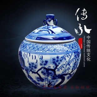 景德镇茶叶罐陶瓷大号茶罐密封罐青花瓷1斤装茶叶密封罐包邮
