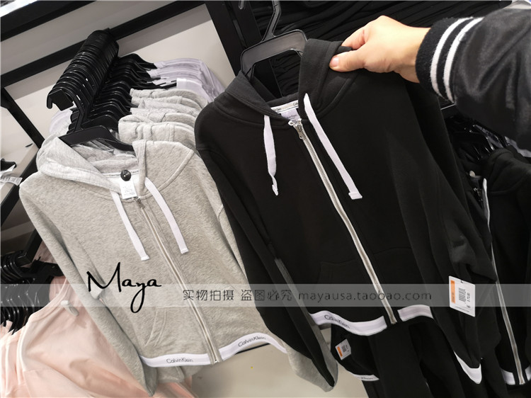 CK女士秋冬款连帽开衫外套