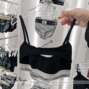 国内专柜代购CK内衣女士无钢圈镂空设计细肩带吊带运动文胸QF7387