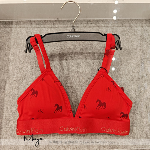 国内代购 马年系列CK内衣女士本命年红色无钢圈三角杯文胸 QF8618