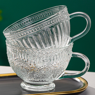 神韵把杯玻璃杯牛奶早餐杯家用高颜值大容量水杯燕麦咖啡杯饮料杯