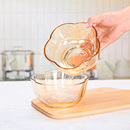 琥珀色花瓣玻璃碗家用耐高温水果沙拉碗轻奢食品级高颜值泡面甜品