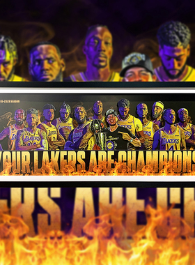 2019-2020赛季NBA总决赛冠军湖人庆功版纸艺立体画球迷宿舍装饰画