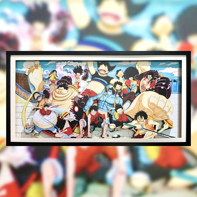 onepiece海贼王路飞各形态合集纸艺立体画手工装饰画创意节日礼物