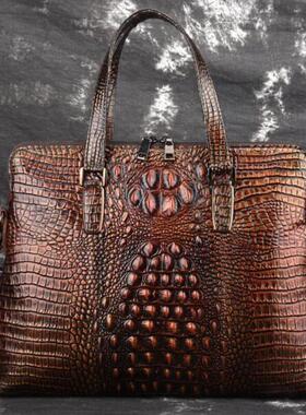 鳄鱼纹男士真皮商务公文包 头层牛皮横款单肩手提斜挎包潮包特价