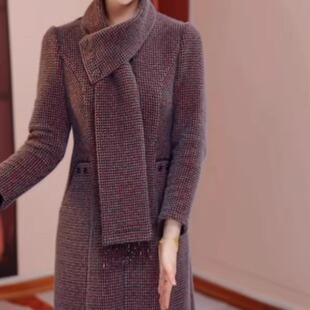 高档雪花绒新中式改良版旗袍连衣裙2025冬季新款加厚保暖礼服裙子