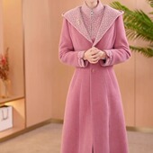 高档雪花绒连帽大衣两件套裙2025秋冬新款 加厚保暖减龄优雅礼服裙