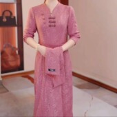 高档暮雅软精纺加绒加厚秋冬新款 旗袍2025气质减龄显瘦年轻妈妈装