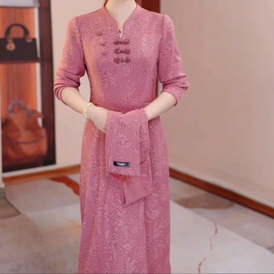 暮雅软精纺加绒加厚新中式旗袍
