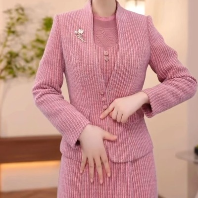 高档雪花绒加厚两件套连衣裙