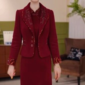 高档贵妃绒两件套改良旗袍礼服裙2025加厚保暖气质显瘦外套连衣裙