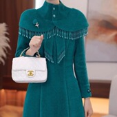 高档时尚 保暖贵妃绒连衣裙2025秋冬新款 显瘦优雅减龄百搭礼服裙子