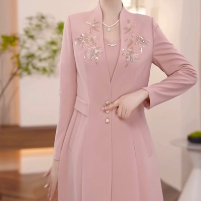 梭织软精纺时尚风衣礼服裙两件套