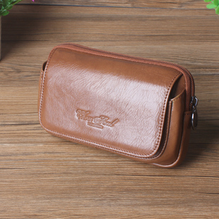 5.7寸6寸苹果三星手机套穿皮带腰包 5.5寸 真皮腰包男 牛皮手机包