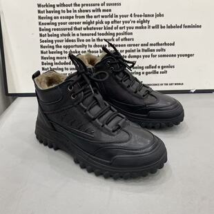 冬季新款男款牛皮内里羊毛加厚保暖防滑底高帮休闲鞋舒适百搭男鞋