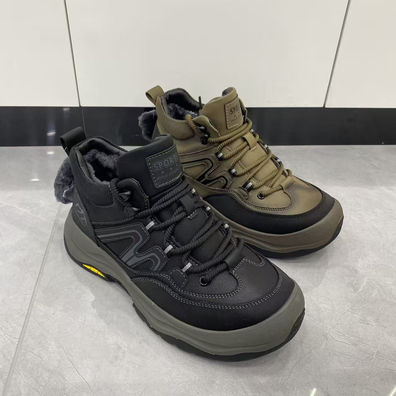 冬季新款男款真皮皮毛一体户外休闲鞋加厚保暖防滑底休闲男鞋