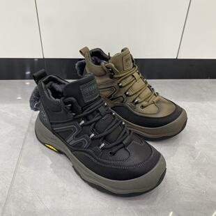 冬季新款男款真皮皮毛一体户外休闲鞋加厚保暖防滑底休闲男鞋