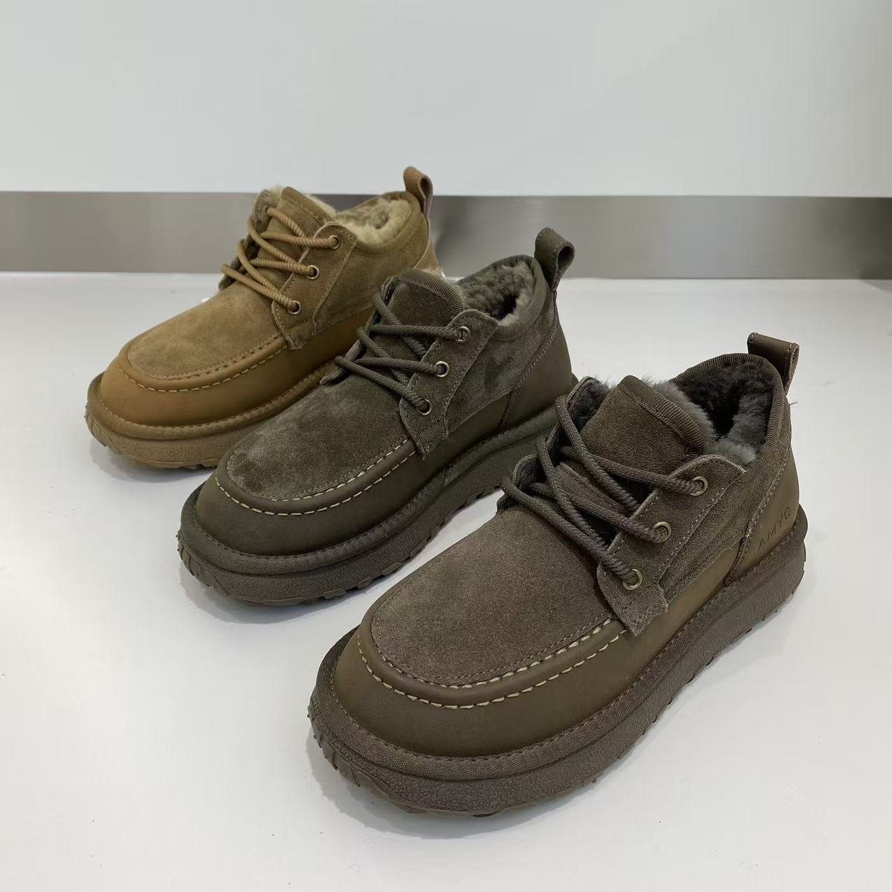 2025冬季新款男款磨砂牛皮加棉保暖雪地靴时尚百搭舒适防滑雪地靴