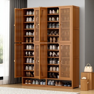 鞋柜家用门口入户玄关一体靠墙防尘楠竹制2026爆款大容量多层鞋架