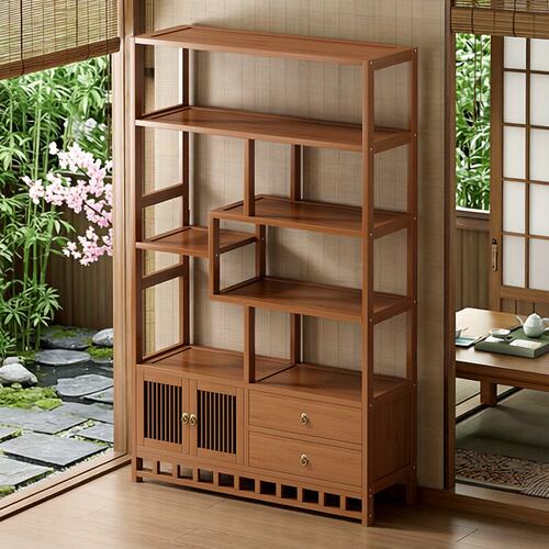 新中式实木博古架多层茶叶展示柜