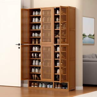 鞋架多层家用入户门口简易防尘防异味多功能楼道室内竹制超大鞋柜