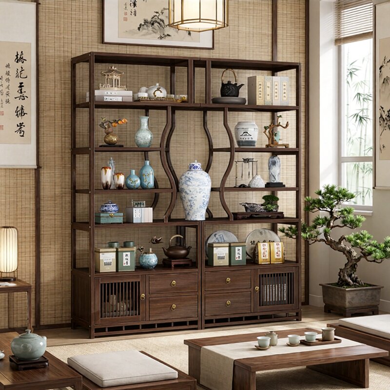 博古架多宝格客厅茶室茶叶展示柜图片