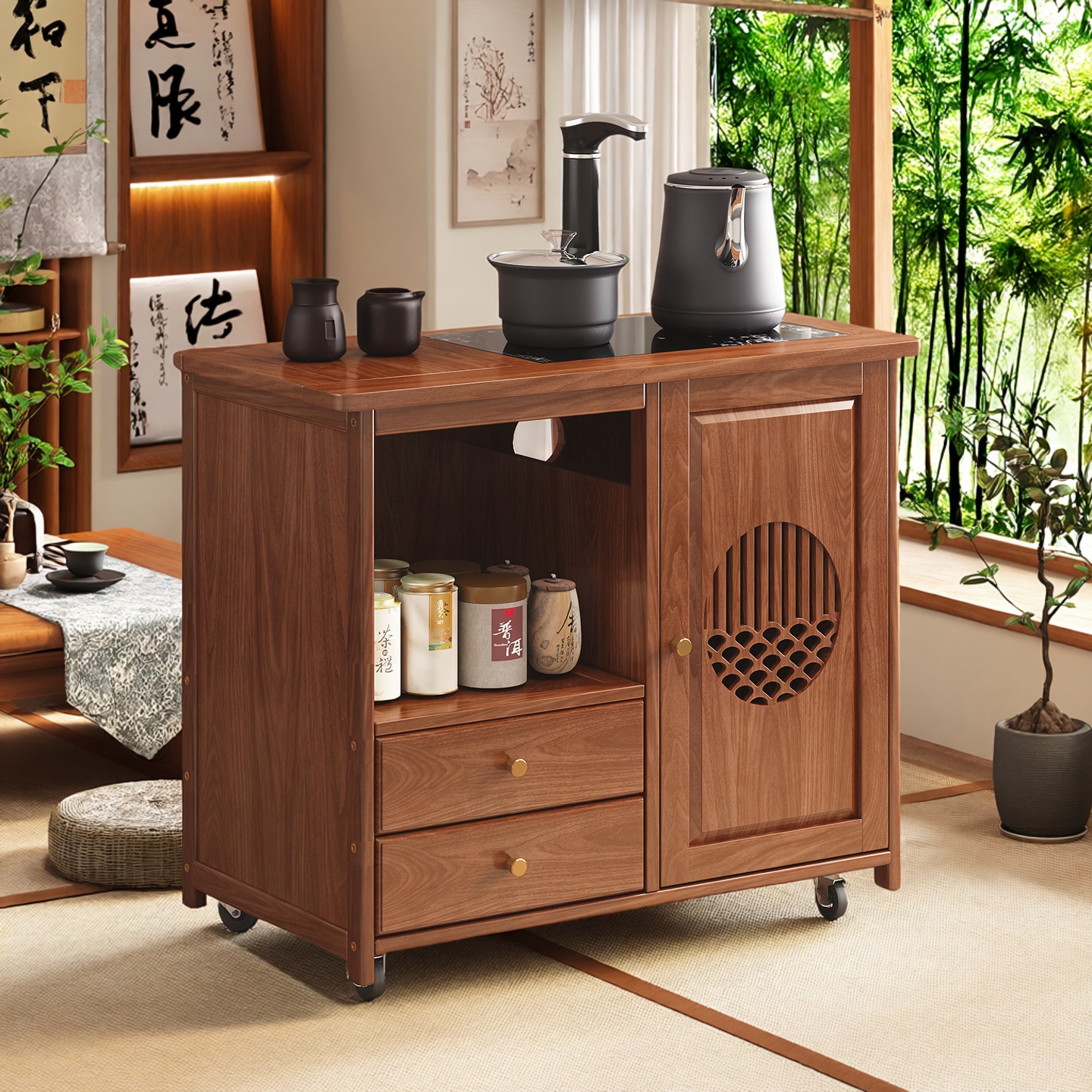 实木茶桌小茶几客厅家用茶台一整套茶具茶台一整套茶水柜茶车煮茶