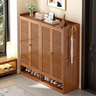 简约百叶门鞋架家用门口多层阳台鞋子收纳柜透气防异味落地式鞋柜