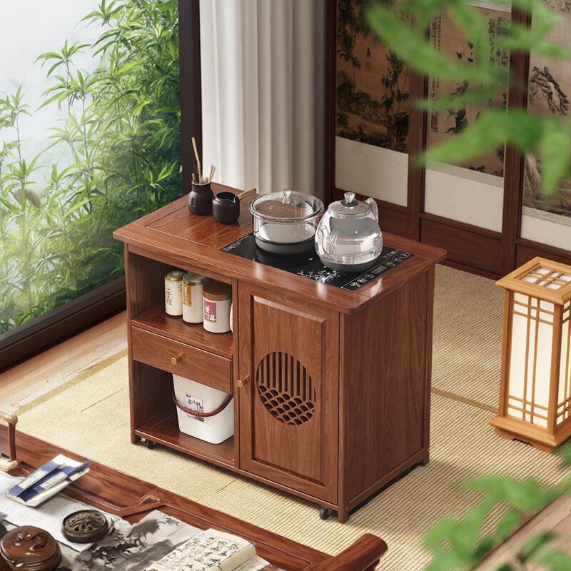 中式实木茶几移动小户型客厅储物