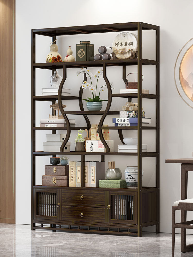 博古架实木中式茶叶展示柜多宝阁茶室茶叶置物架子茶具摆件收纳柜