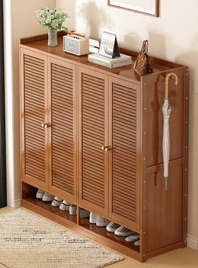 鞋柜家用门口竹木简易四门多层大容量阳台鞋子收纳柜防尘大鞋架子