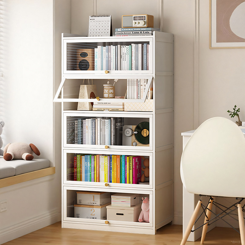 书架落地置物架多层儿童书柜一体靠墙储物柜子家用客厅防尘收纳柜