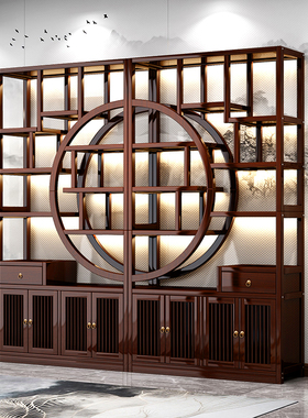 博古架实木中式茶叶架展示架茶室摆件多宝阁茶柜置物架茶具收纳架