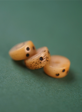 精工10mm斜切骨雕隔珠西藏式手工咒点牦牛骨隔片散珠文玩配珠