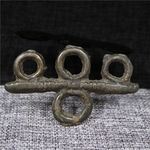 包老元明时期西藏传原生态老天铁托甲四环扣戒指挂扣环杵戒吊坠