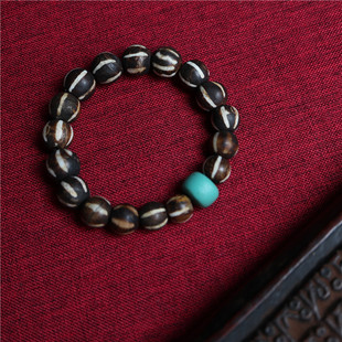 南亚缅甸钦族手工传承工艺邦提克木化石散珠手串多宝配珠六线天珠