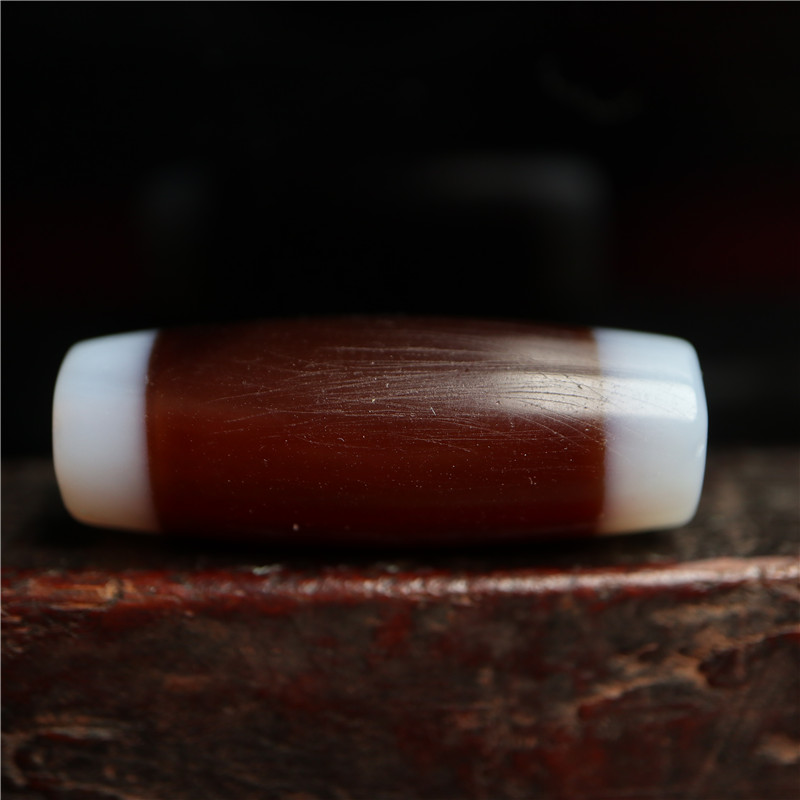 天然玛瑙材质镶蚀线珠玛瑙老天珠黑白珠宽线老矿西藏天珠手串配珠