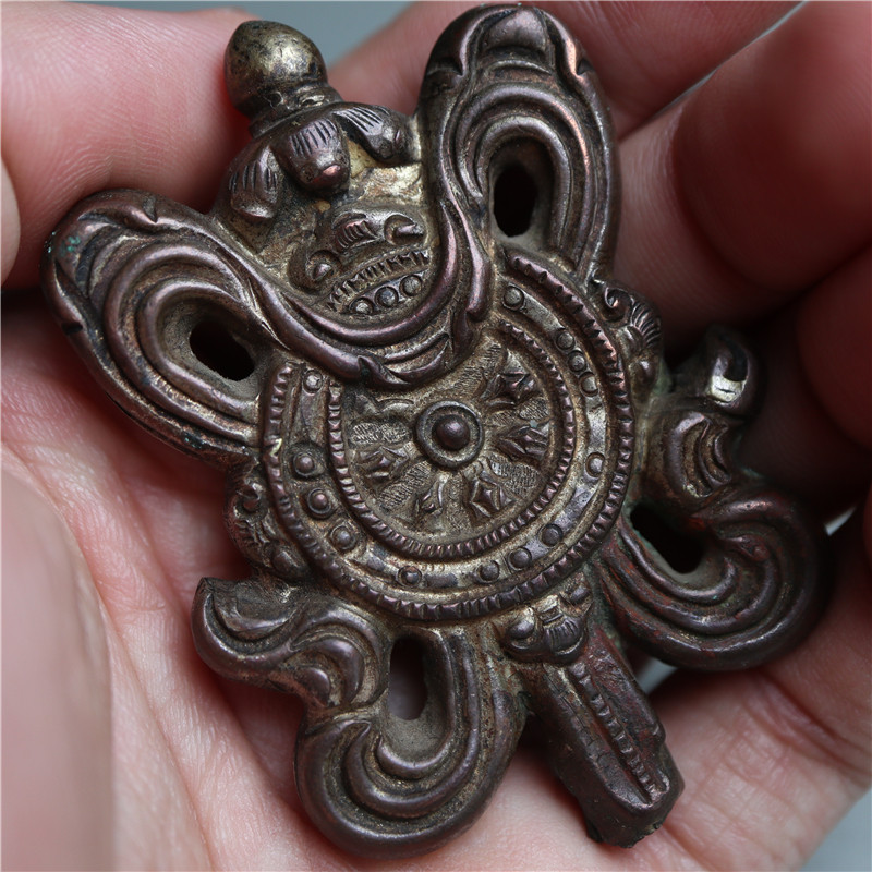 〓包老〓精品西藏吉祥八宝伞盖金法轮八瑞相物设计支架鎏金摆件